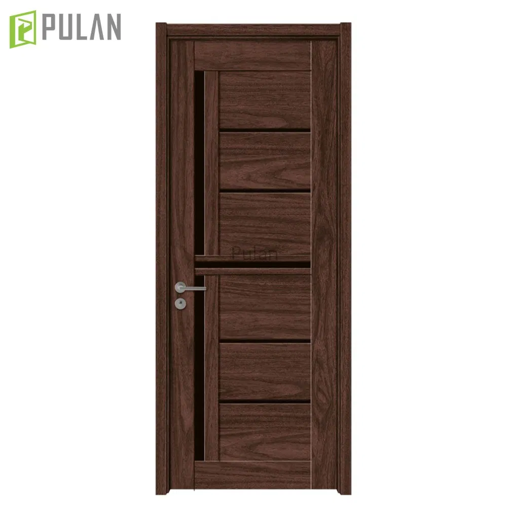 Indoor MDF Skin with PVC / Wood Veneer Hollow Particle Board Core Latest Design Bedroom Quiet Wooden Flush Door with Glass