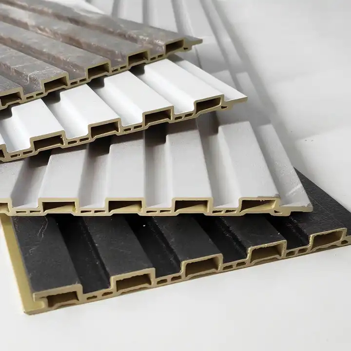 Factory Indoor Decor PVC Coating Cladding Wall Board WPC Interior Fluted Wall Panel