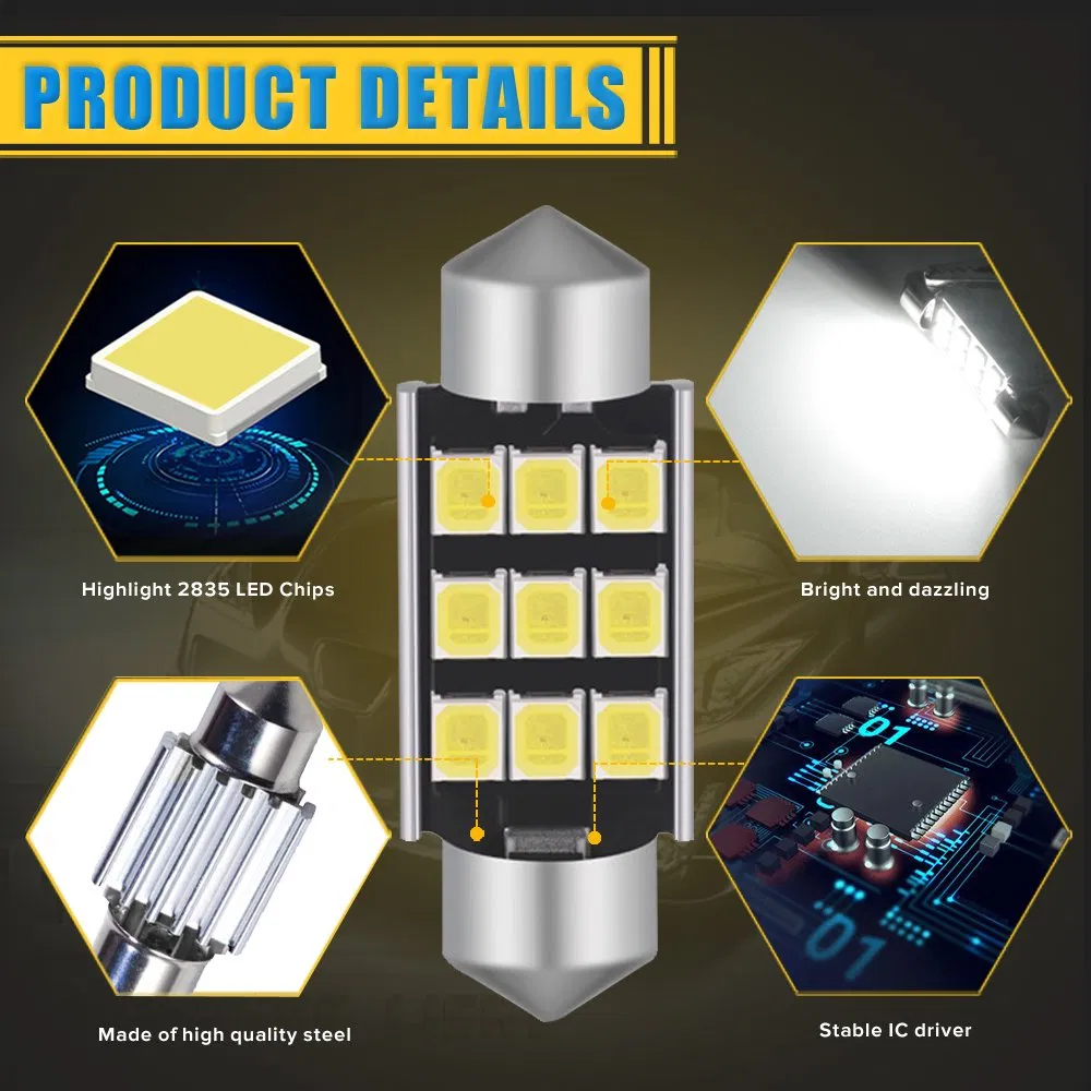 Светодиодная лампа Festoon 2835 для салона авто, 31-41мм