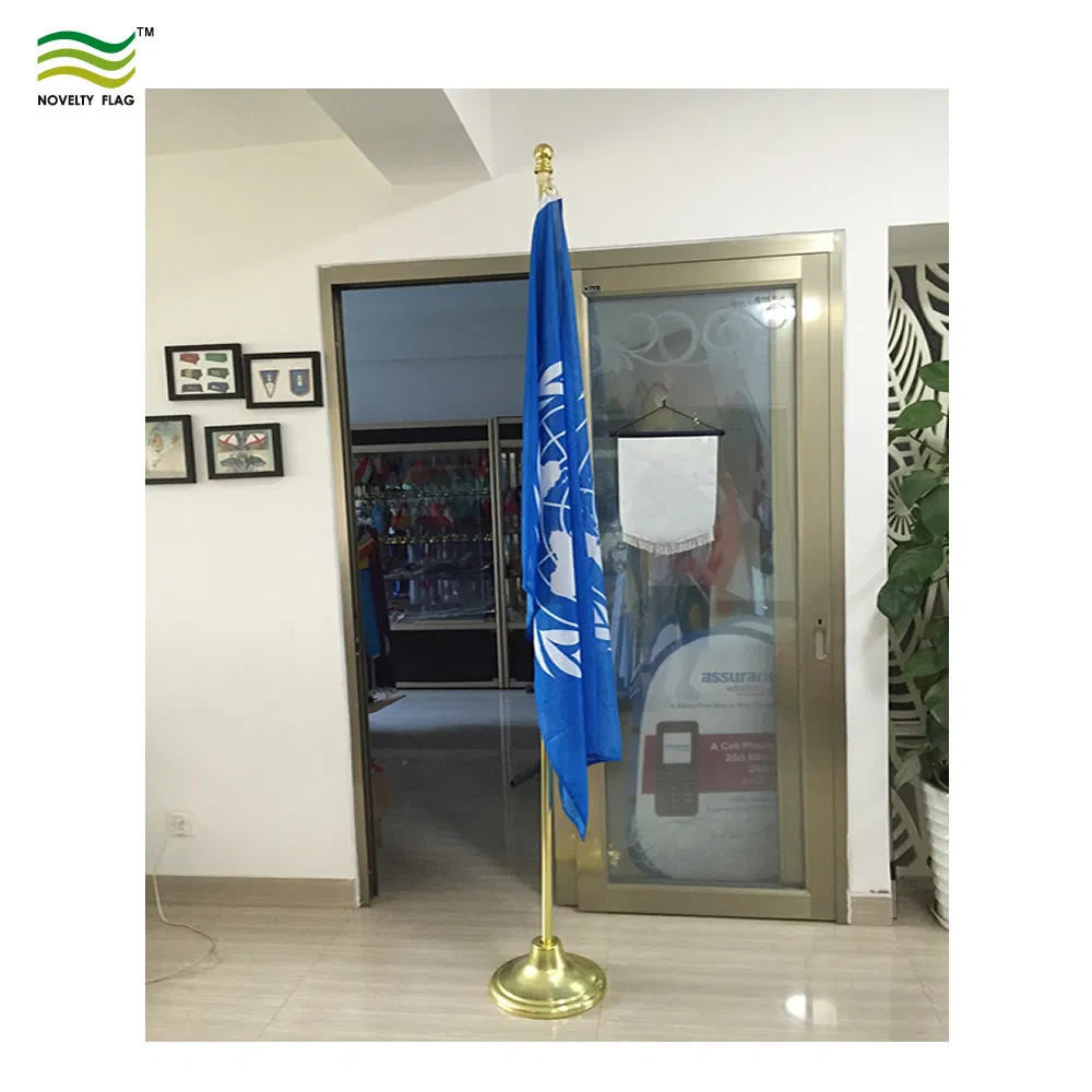 240cm Adjustable Telescopic Aluminum Indoor Floor Golden Silver Flagpole Stand