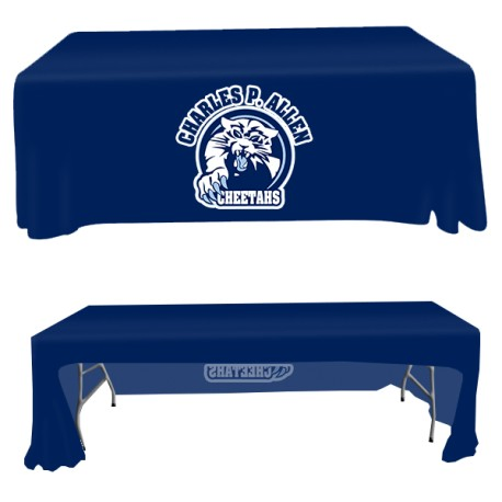 Custom 300d Polyester Anti Wrinkle 6FT Table Cloths with Open Back