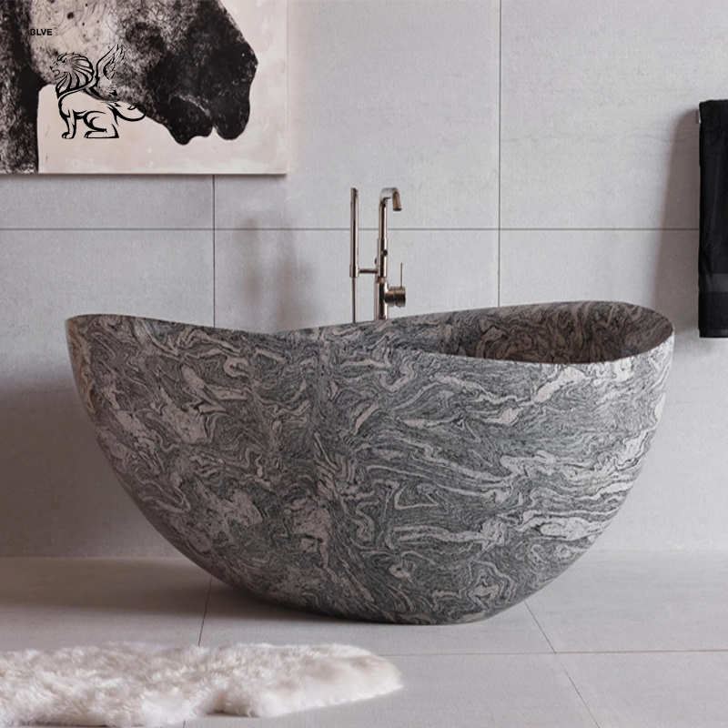 Polish Marble Custom-Made Freestanding Round Solid Natural Stone Bathtub Mbbg-13