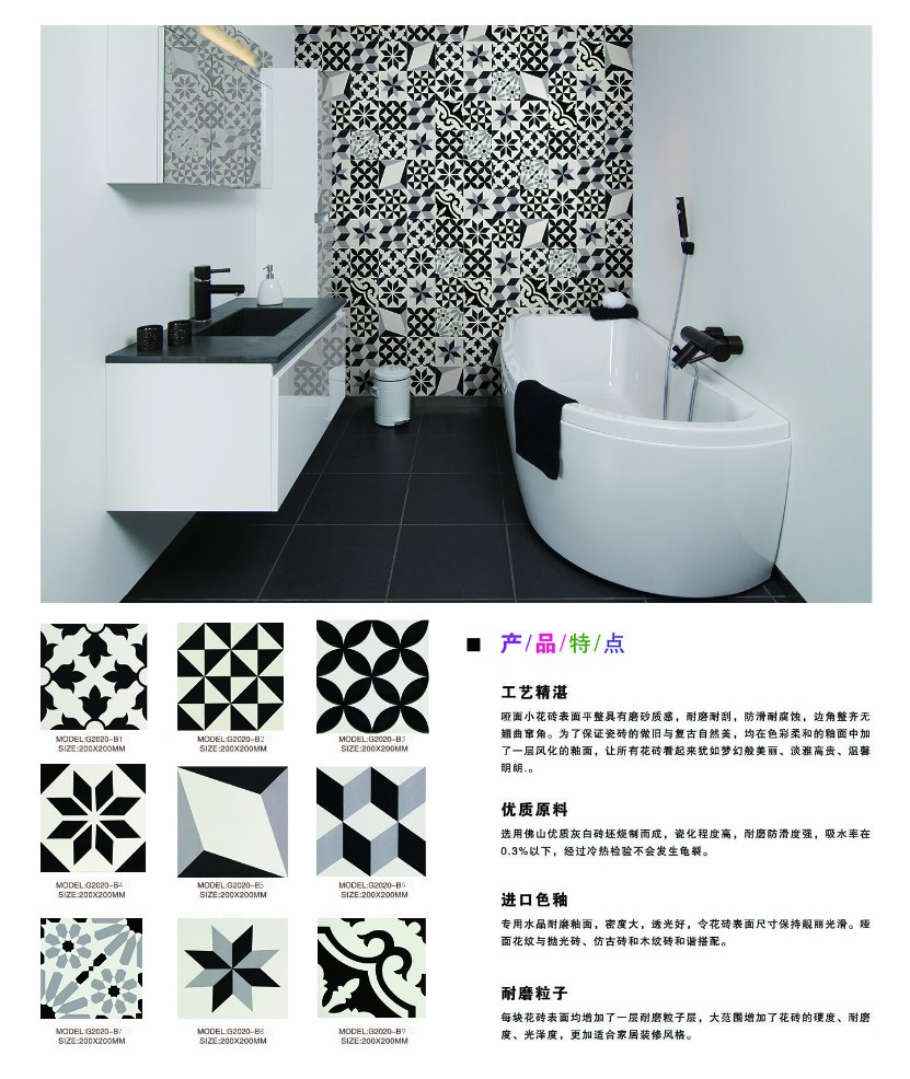 Black Decoration Tile for 200*200mm Spanish Style