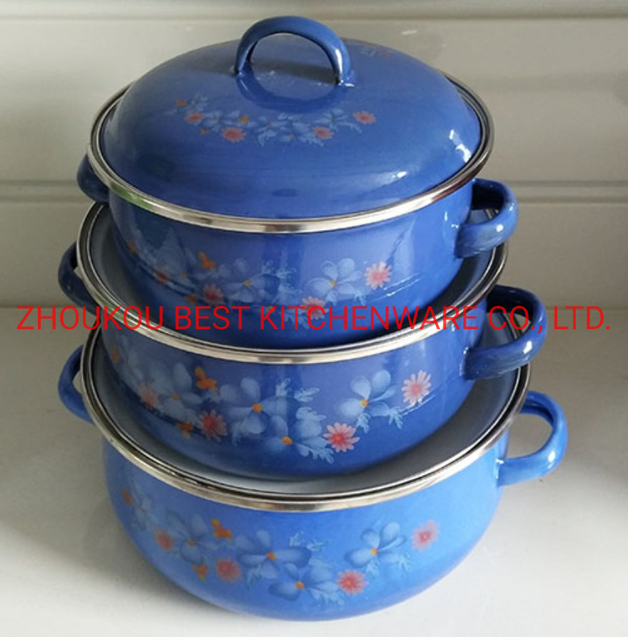 3 PCS High Quality Colored Enamelware Casserole Set Colored Enamel Pot Set