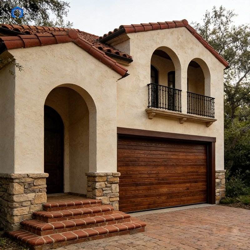 Villa Steel Panel Sectional Black Automatic Garage Door