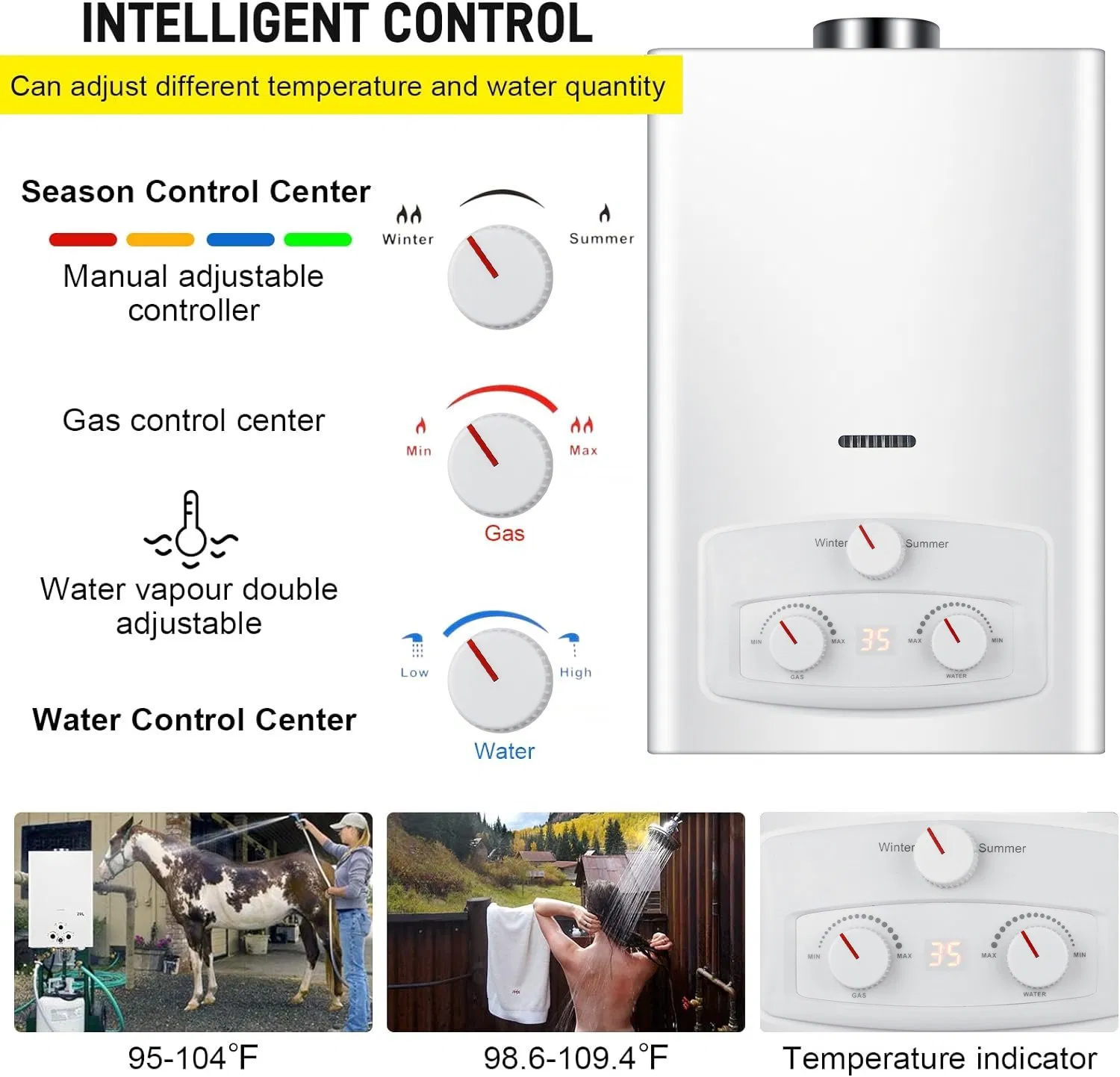 Portable Space-Saving Propane Calentador De Agua a Gas Camper Hot Water Heater