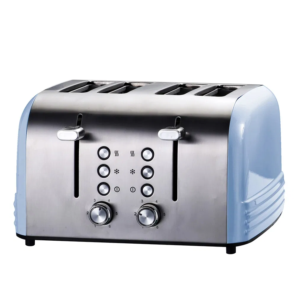 New Design Hot Sell Sandwich Electric 4 Slice Stainless Steel Bread Toaster with 6 Bread Shade Setting Wide Slot