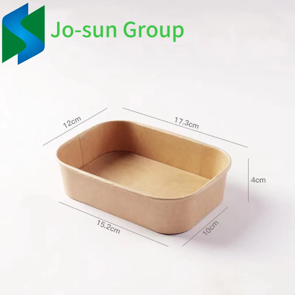 Jo-Sun Disposable Kraft Paper Salad Packaging Tableware Square Paper Salad Bowl with Lid