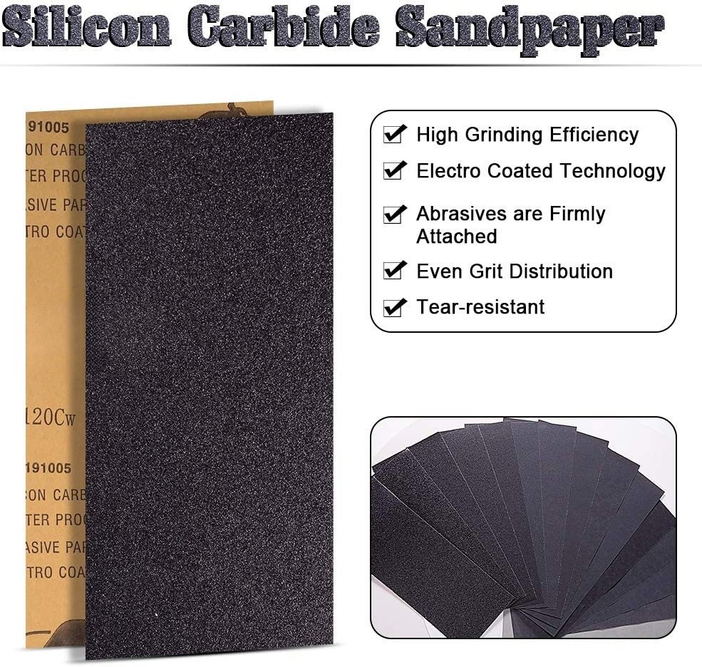 Sand Paper 120 to 5000 Grit Sandpaper Waterproof Wet Dry Abrasive Sandpaper