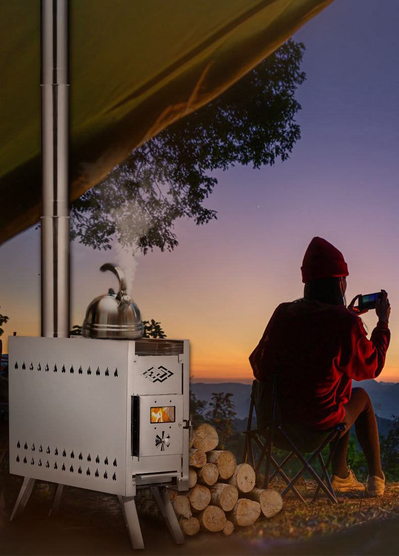 Diooist Outdoor Modern Design Solid Fuel Stove Wholesale Wood Oven Sauna with Efficient Wood Burning for Camping Tent