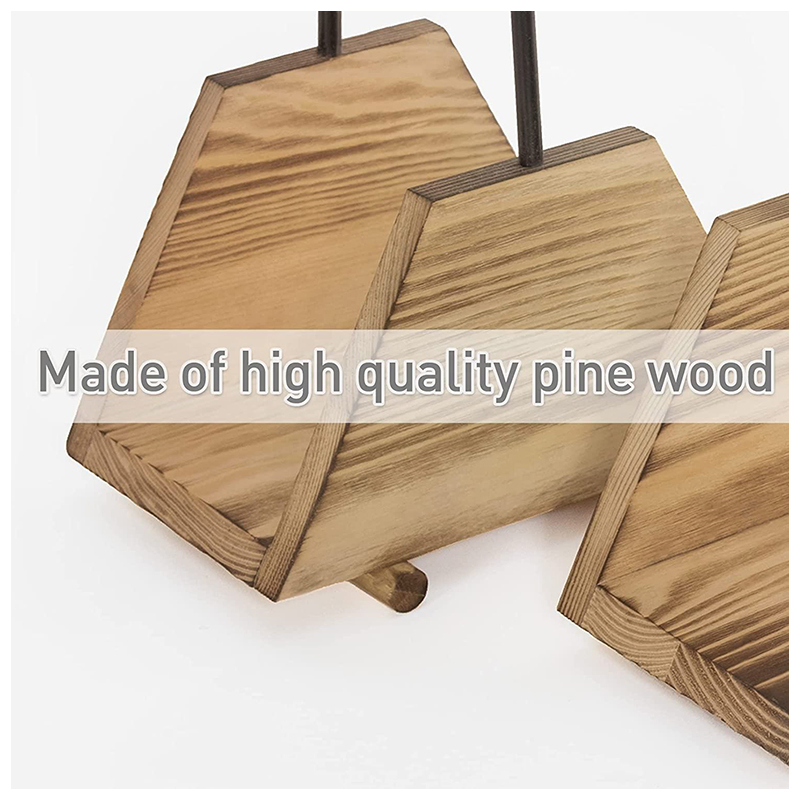 Natural and Durable Wooden Napkin Holder with Metal Rod Tissue Organizer Rack