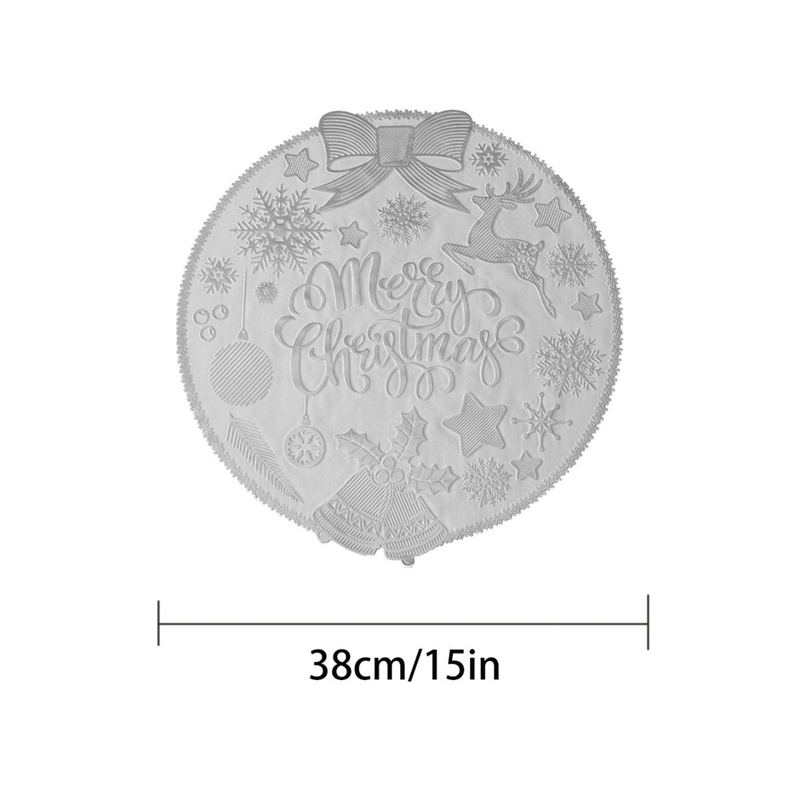 Home Christmas PVC Round Placemats Bow-Accented Waterproof Heat-Resistant Sublimation Table Mats