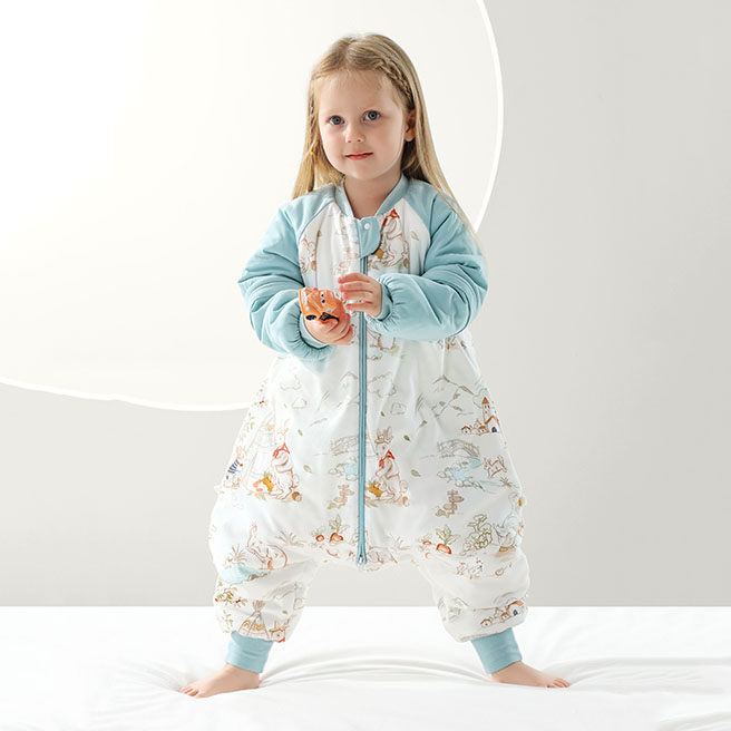 Bulk Custom Baby Sleeping Bag with Legs Bamboo Fiber Warm Winter Sleep Sack for Boy Girl Detachable Sleeve Double Zipper Flow