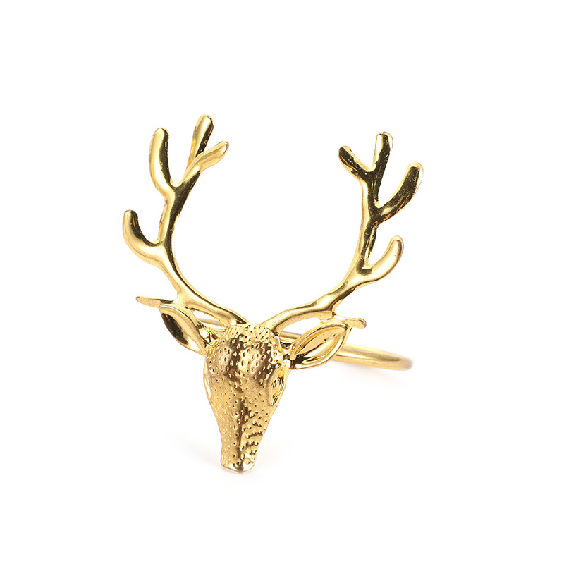 Christmas Deer Napkin Rings Metal Cloth Serviette Holders Restaurant Wedding Table Centerpieces