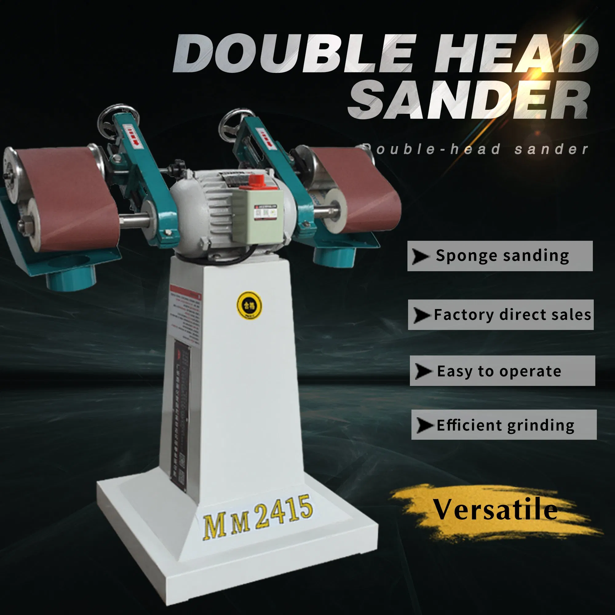 Polishing and Grinding, Double-Head Sander Metal and Woodworking Belt Sander Machine