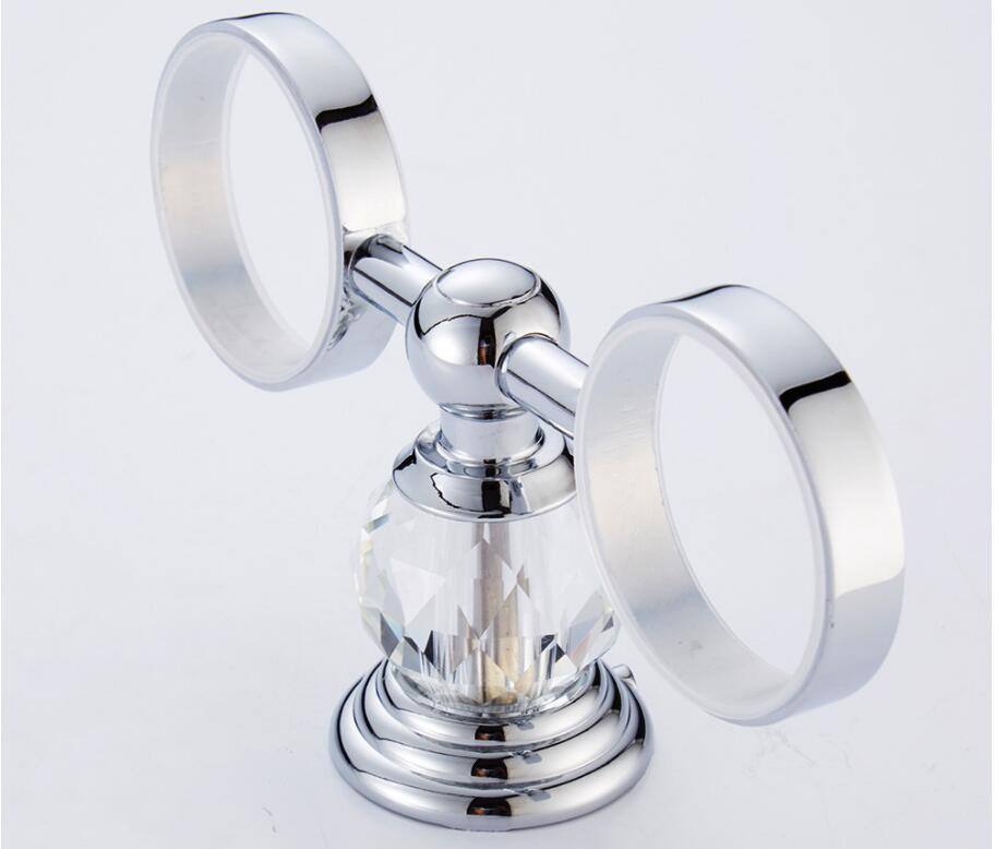 Modern Clear Crystal Bathroom Accessories Sets Silver Polished Chrome Bathroom Sets