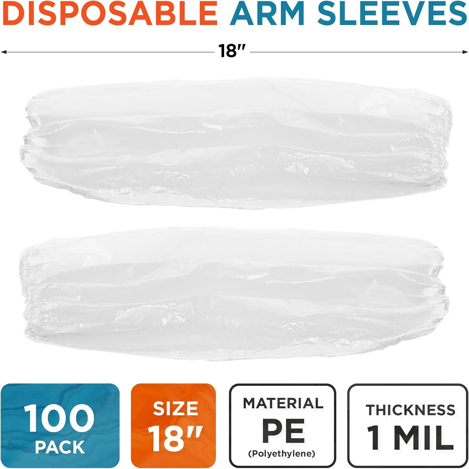 Disposable White Arm Sleeves, Plastic Oversleeves for Art Projects and Home Maintenance - White