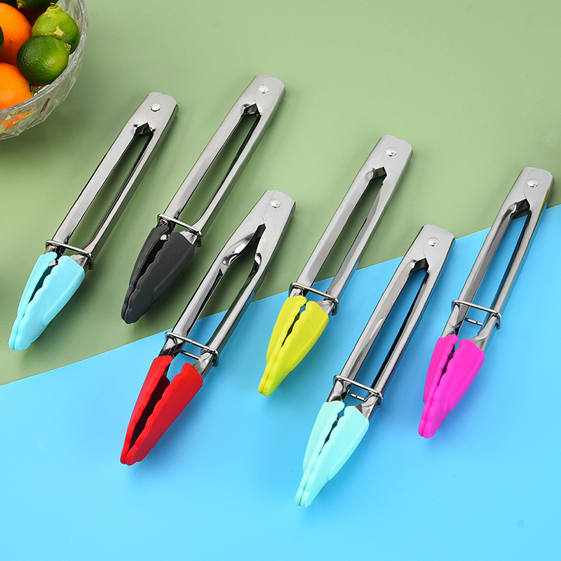 Mini Silicone Kitchen Tongs for Cooking Serving BBQ Grilling Salad