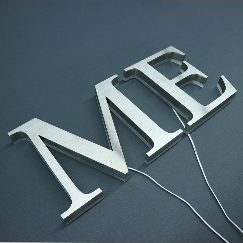 Custom Silver Brushed LED Metal Letter Sign for Shop Storefront Advertising Logo