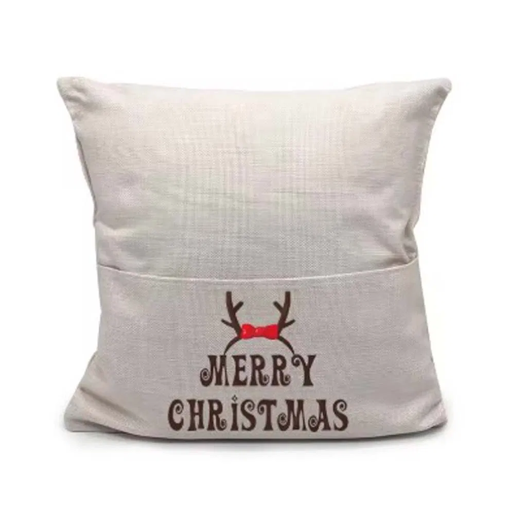 16 Inch Sublimation Pocket Linen Pillow Covers for DIY Christmas Reading Gifts