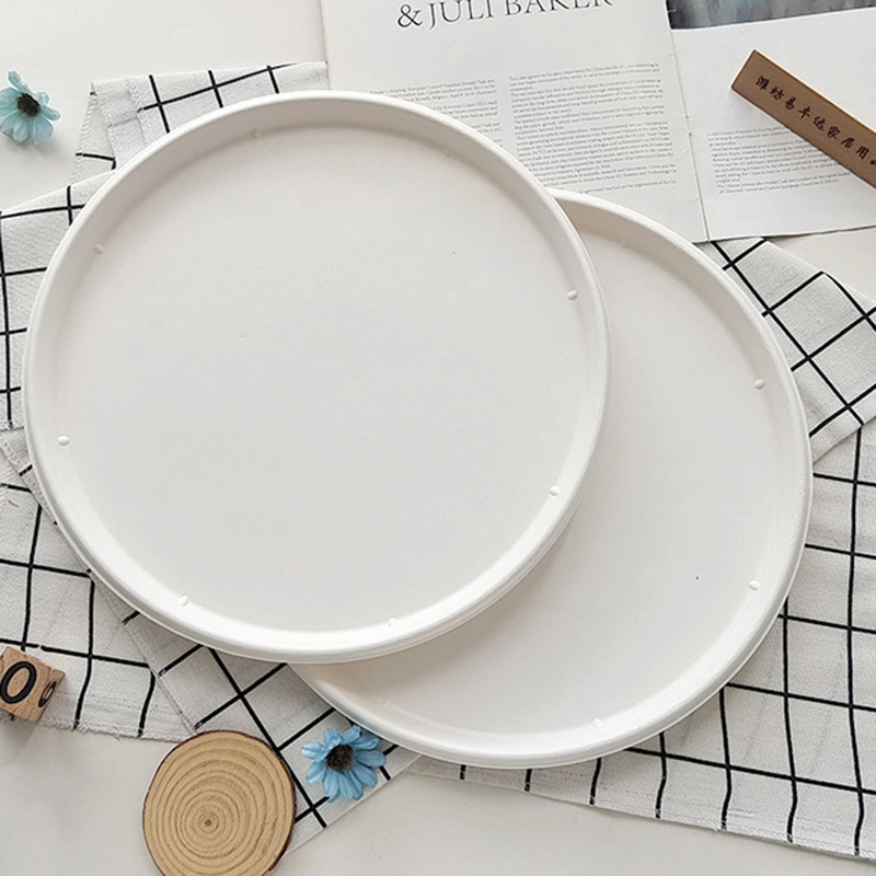 12" Dia320*15mm Round Disposable Tray Biodegradable Compostable Sugarcane Bagasse Pulp Pizza Tray