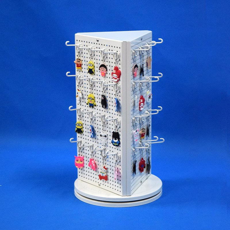 3 Faces Steel Pegboard Counter Rack Spinner for Souvenir Shops (PHD8013)