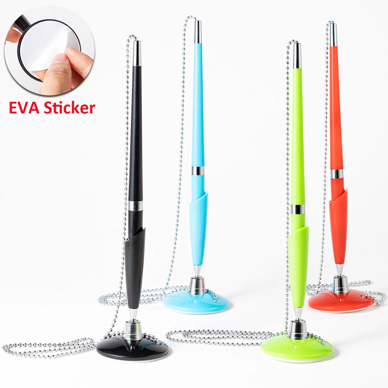 EVA Sticker Table Pen Bead Chain 1.0mm Writing Customizable Logo Printed for Hotel Bank Counter Desktop Use