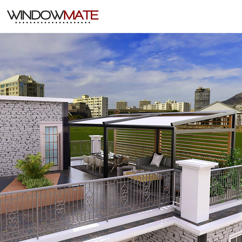 Retractable Awning Canopy Customized PVC Pergola Metal Frame Roof Withside Screen or LED Light