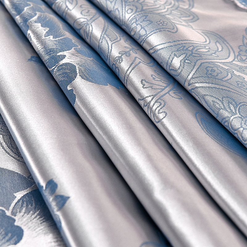 Jacquard Comforter Satin Stripe Bedsheet Printed Fitted Bedsheets 4 PCS Bedding Set