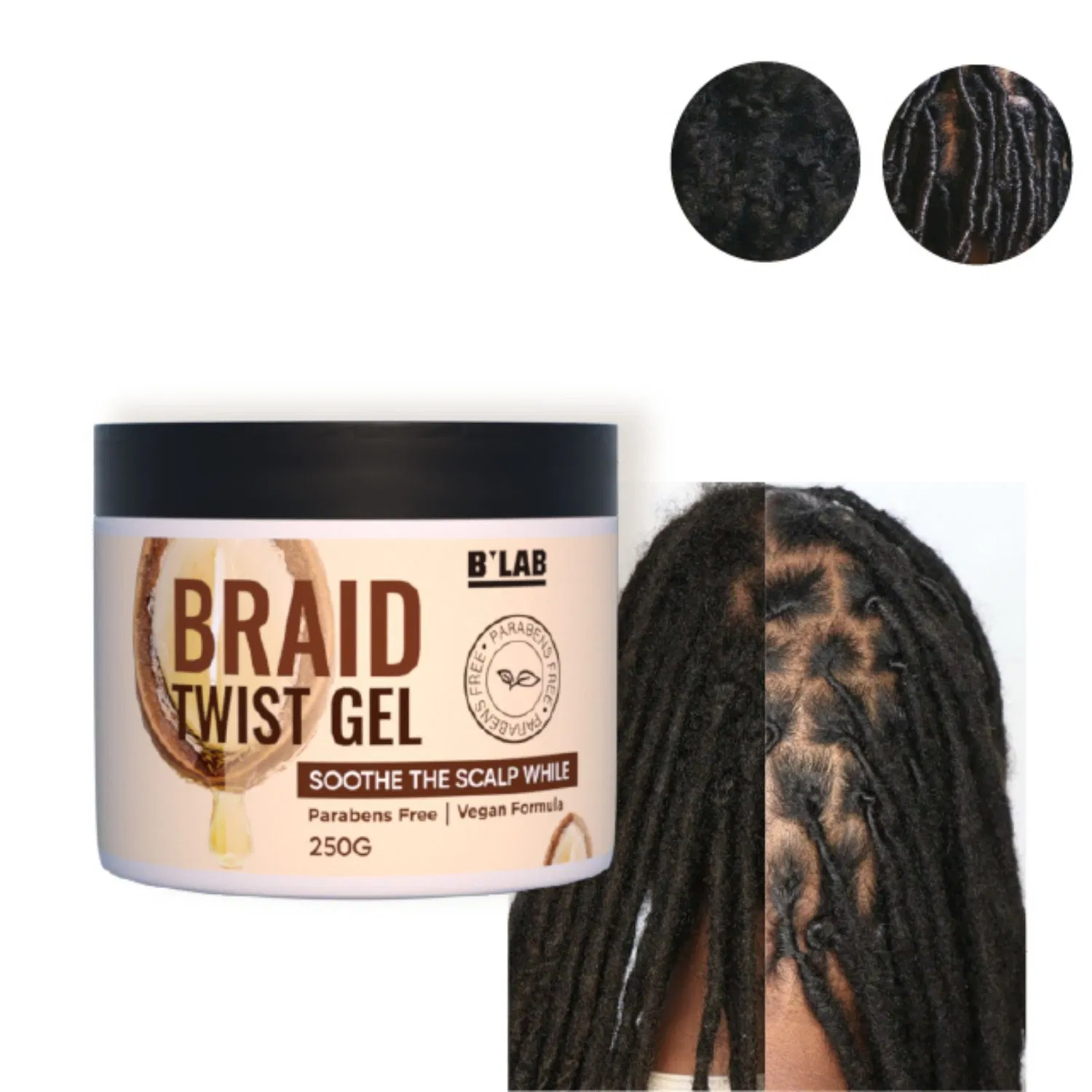 Customized Braid & Twist Gel Loc Twisting Hair Gel Private Label Loss Hair Styling Gel