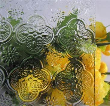 Clear Green Blue Flora Figured Patterned Glass