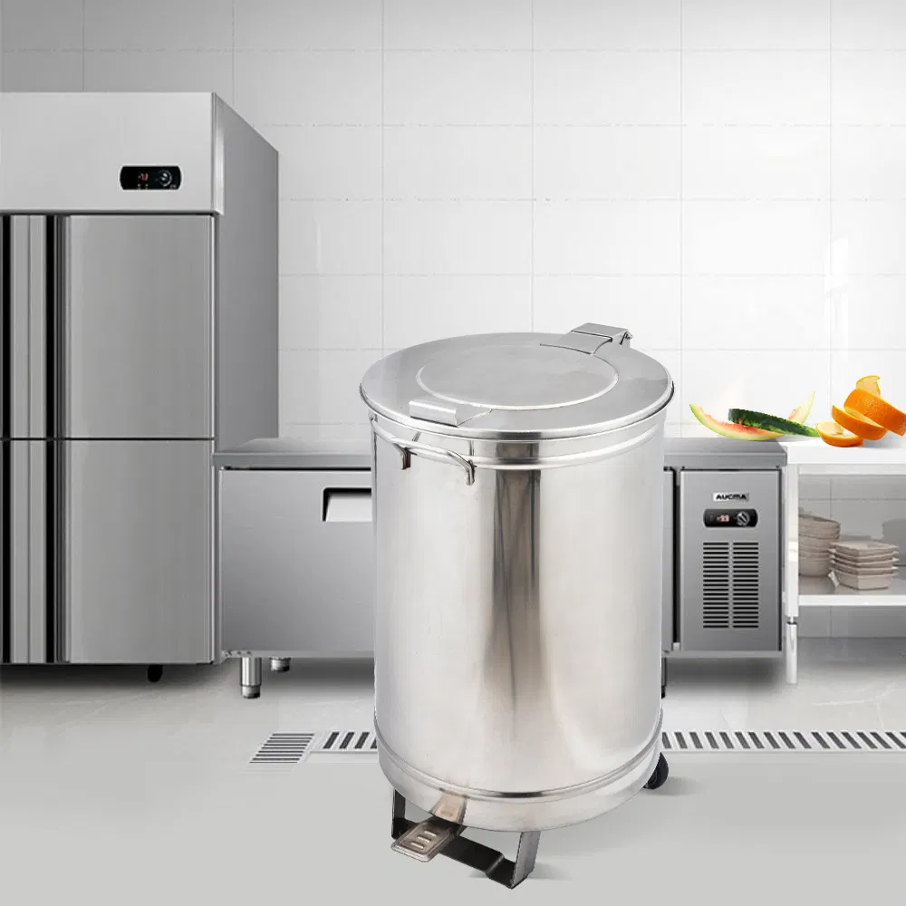 Мусорное ведро из нержавеющей стали с педалью и колёсами