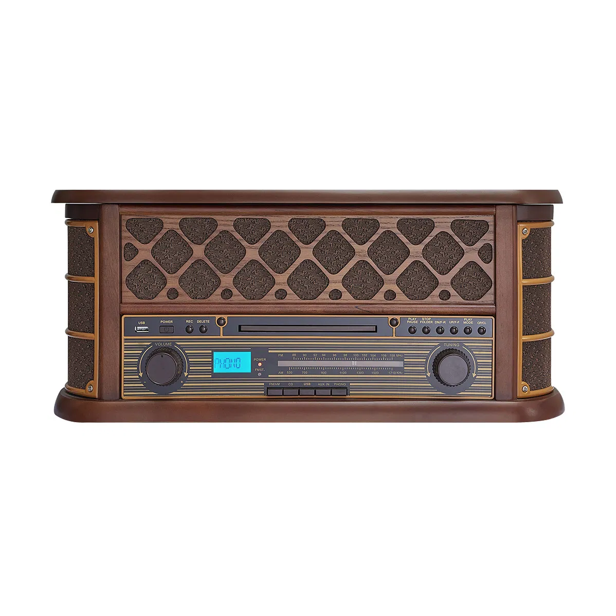 Ретро-граммофон с проигрывателем винила, CD и USB