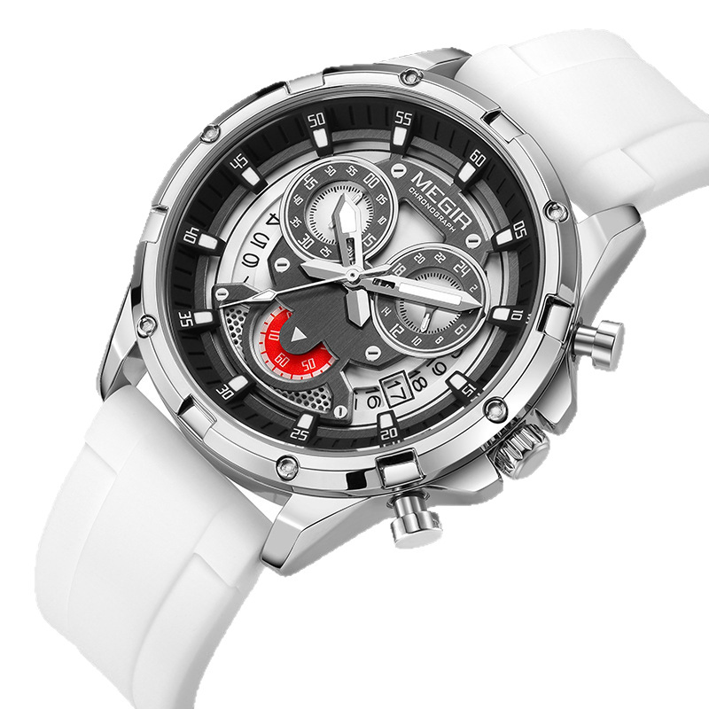 Megir 2248 Fashion Design Silicone Strap Multi Functional Calendar Men's Quartz Watch
