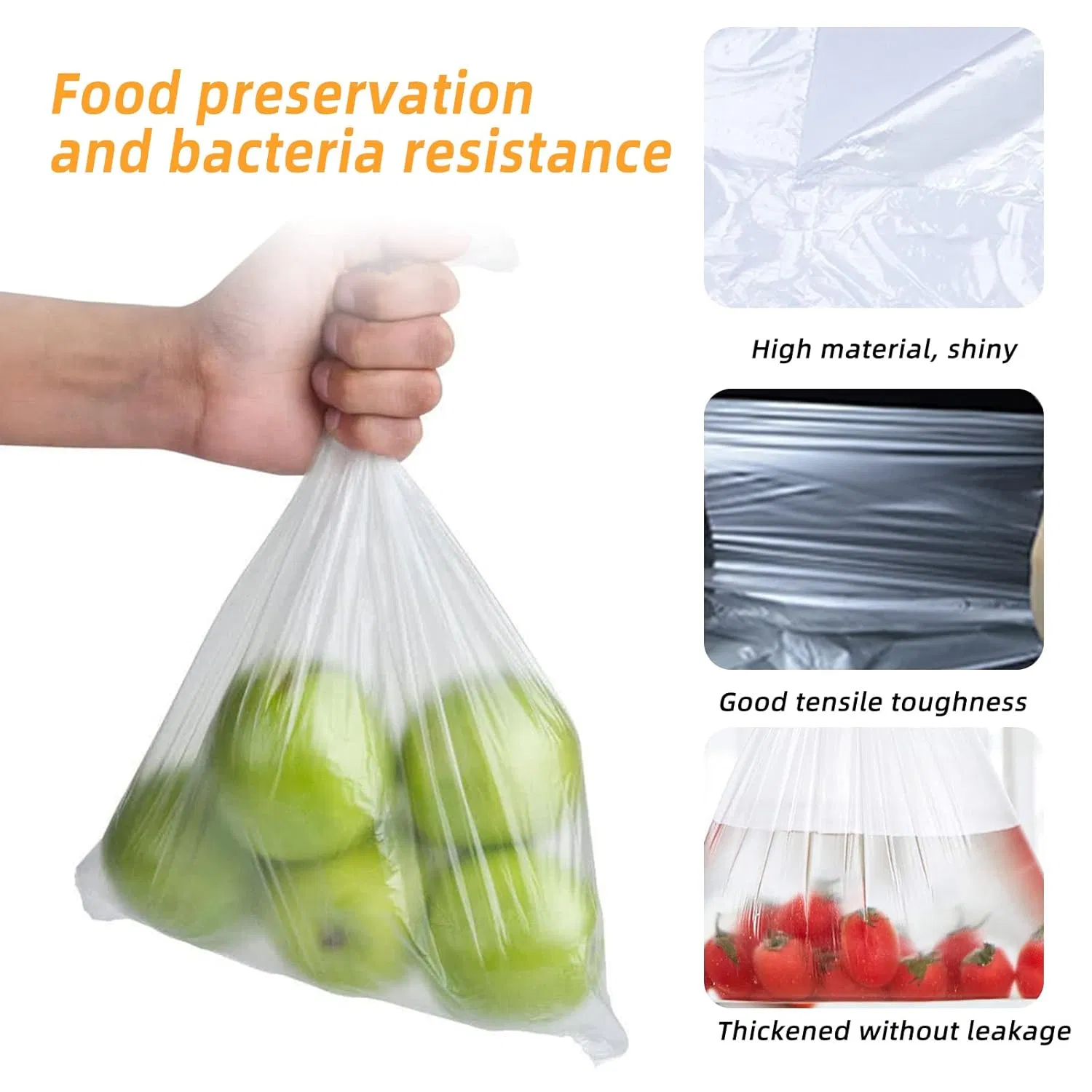 Commercial Clear Plastic Food Bags Heat Sealable & Durable