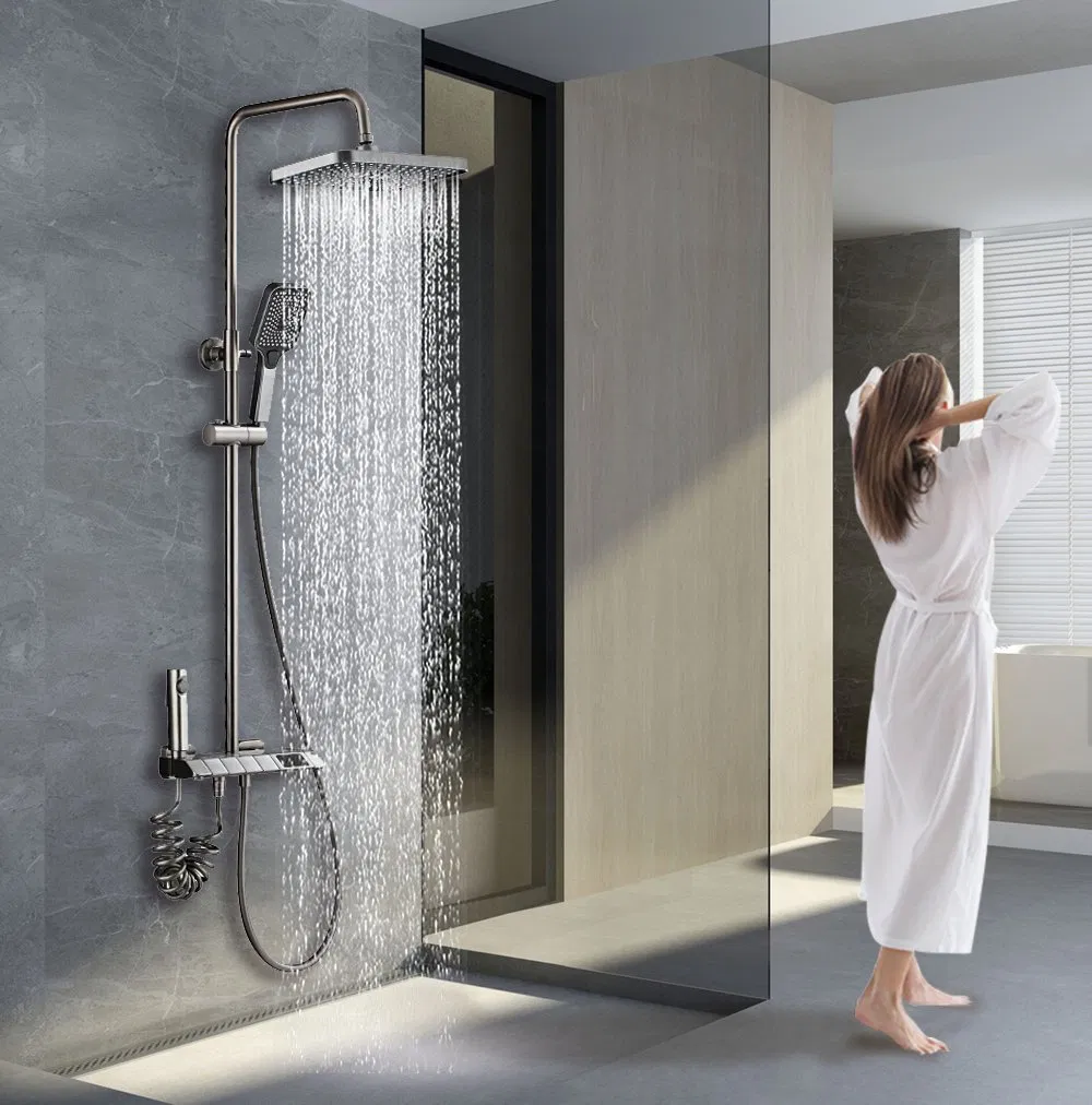 Modern Bathroom Piano Key Shower Faucet Digital Brass Body 4 Functions Shower Set