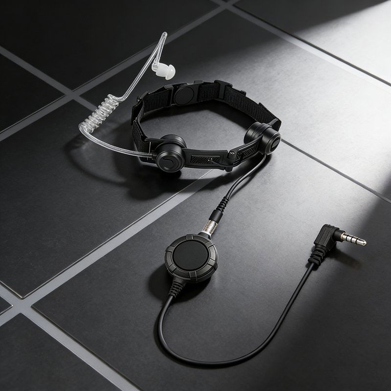 Two Way Radio Throat Microphone Headset for Bd506 Pd406 with Finger Ptt Earpiece