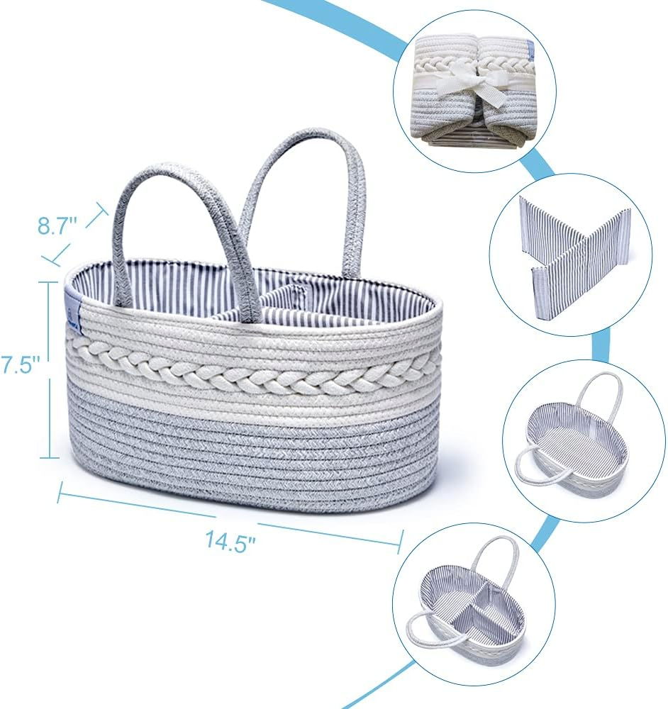 Woven Baby Organizing Blanket Toy Nursery Cotton Rope Storage Basket