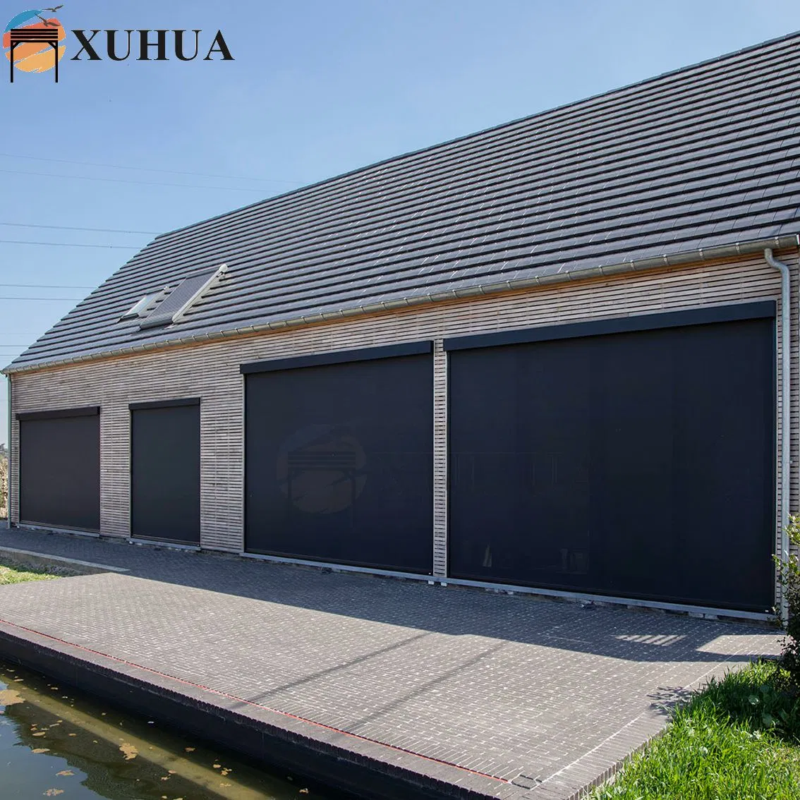 Xuhua Factory Custom Windproof Waterproof Horizontal Screen Eco-Friendly Manual Zipper Outdoor Blinds