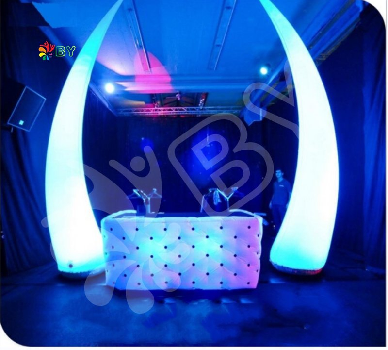 2024 Hot Sale Inflatable Luminous Cone, Inflatable LED Ivory Balloon for Event Decoration