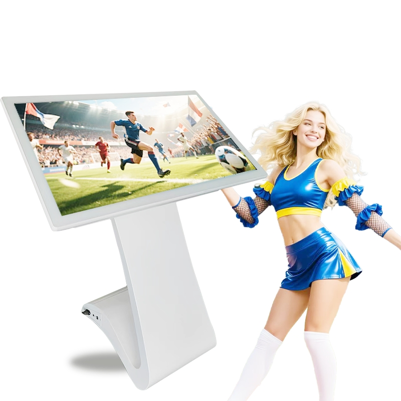 Curved 43-Inch Indoor Freestanding LCD Kiosk with Multi-Touch Screen & IP54 Rated Protection