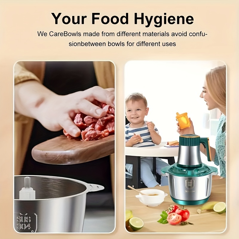 5L Stainless Steel Food Processor Multi-Functional Fast Meat Mincer & Vegetable Chopper Easy to Clean for Home and Commercial Use