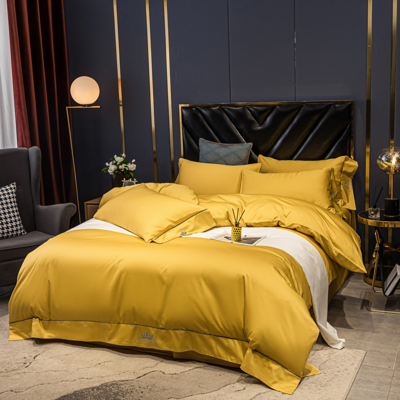 Satin Pillow Case Blue Cotton Bedding OEM Hotel Bed Cover