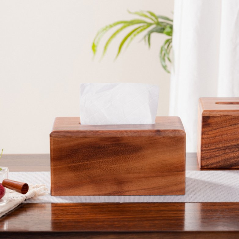 Black Walnut Wooden Office Desk Hotel Household Bathroom Tissue Napkin Box
