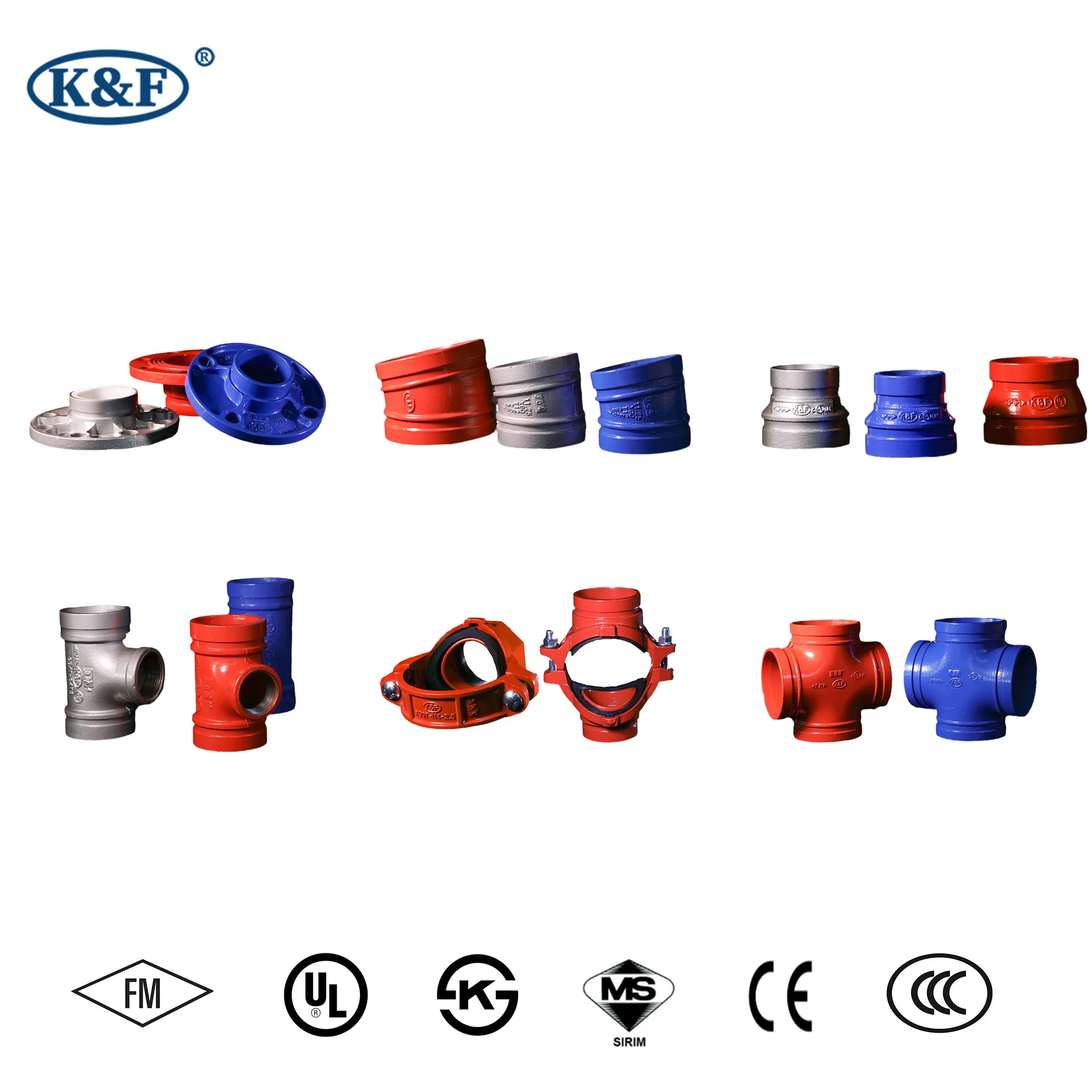 Kanaifu Grooved Fire Control Ductile Iron Pipe Fitting Elbow Tee Coupling Socket Pipe Fitting