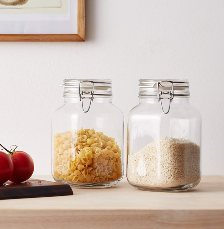 Rubber Seal Air Tight Clear Glass Condiment Jar 1000ml for Food Storage