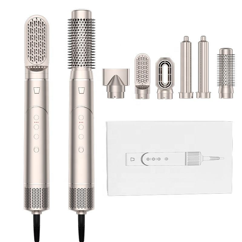6-in-1 Multi-Hair Styling Hot Air Blower Hair Curler Straight Brush Nozzle