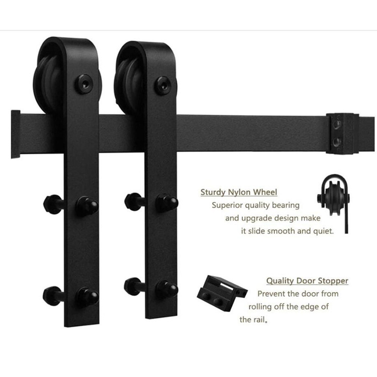 J-Shaped Barn Door Hanging Rail Hardware Accessories Set