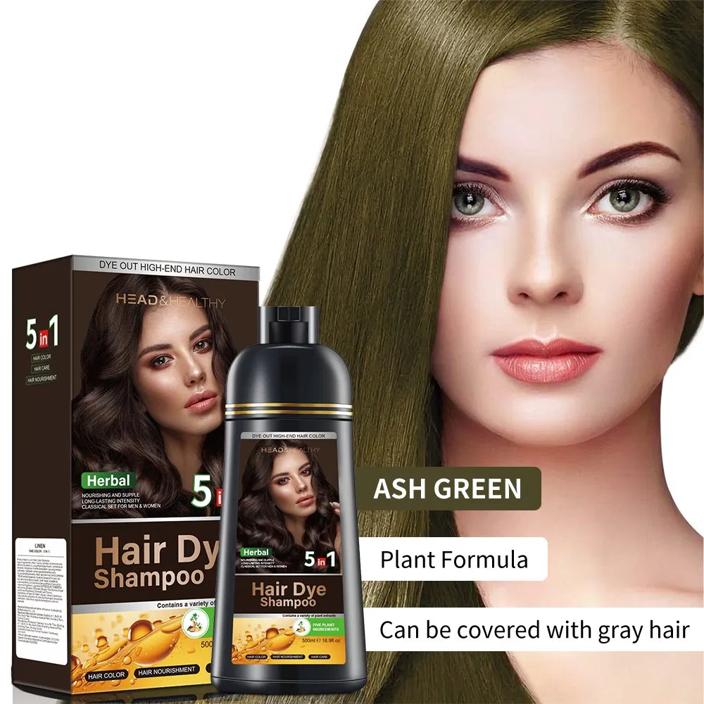 Premium Cream Hair Dye Shampoo: Herbal Natural, Black Permanent, Salon Sachets