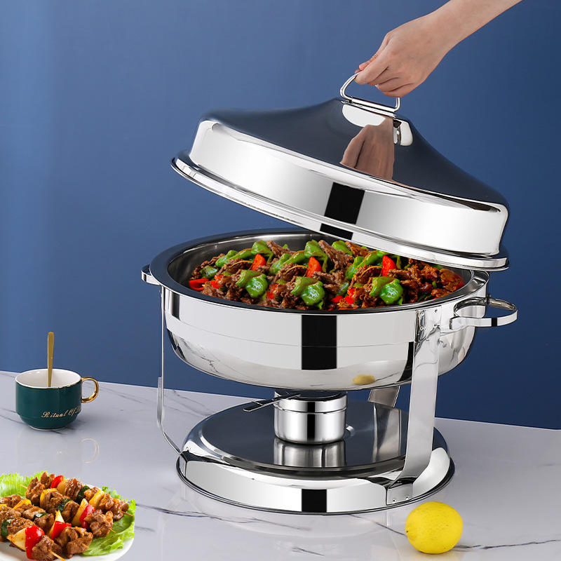 Hotel Restaurant Stainless Steel Buffet Stove with Hot Pot Tableware Food Heating Container and Alcohol Stove